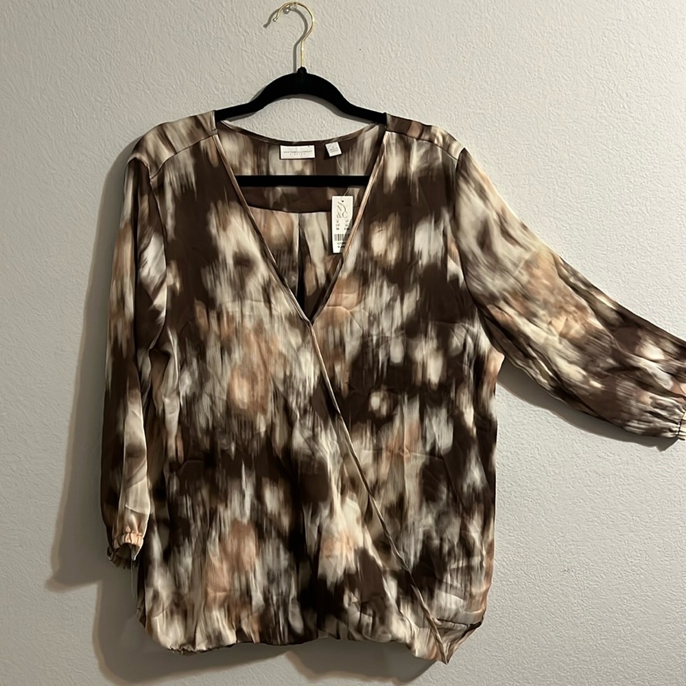 New York & Company Blouse NWT Pink & Brown